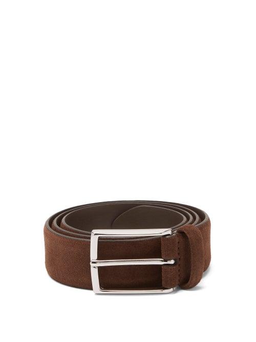 Matchesfashion.com Anderson's - Buckled Suede Belt - Mens - Dark Brown