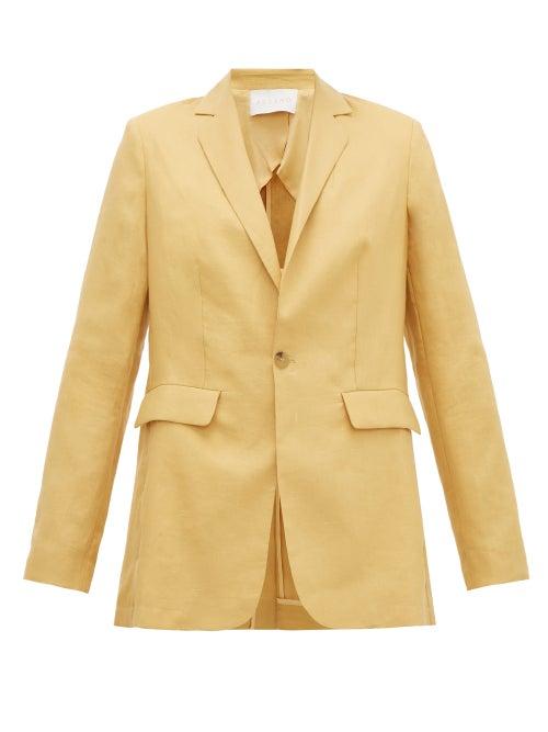 Matchesfashion.com Asceno - Azores Single-breasted Linen Blazer - Womens - Dark Yellow