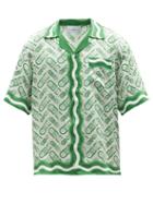 Casablanca - Geometric-print Silk-satin Shirt - Mens - Green Multi