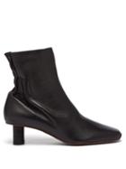 Matchesfashion.com Proenza Schouler - Ruched Back Leather Ankle Boots - Womens - Black