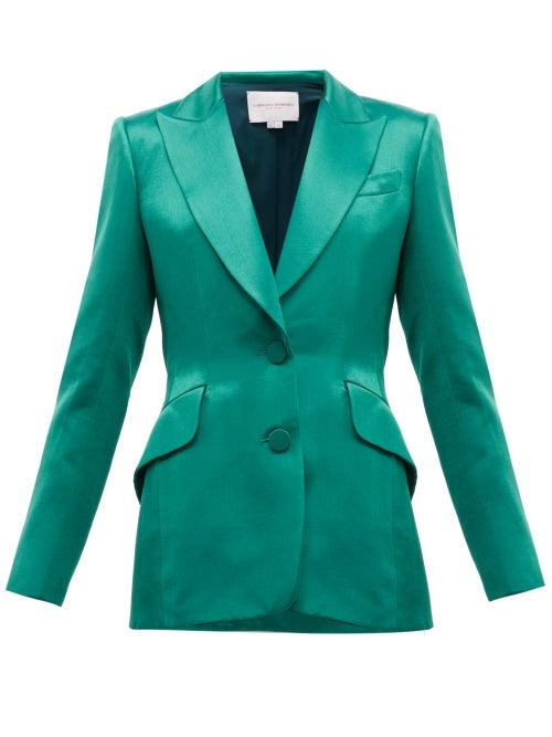 Matchesfashion.com Carolina Herrera - Single Breasted Satin Jacket - Womens - Green