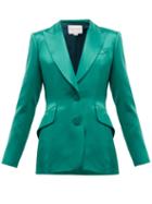 Matchesfashion.com Carolina Herrera - Single Breasted Satin Jacket - Womens - Green