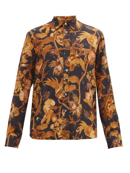 Matchesfashion.com Paul Smith - Floral-print Crepe Shirt - Mens - Navy