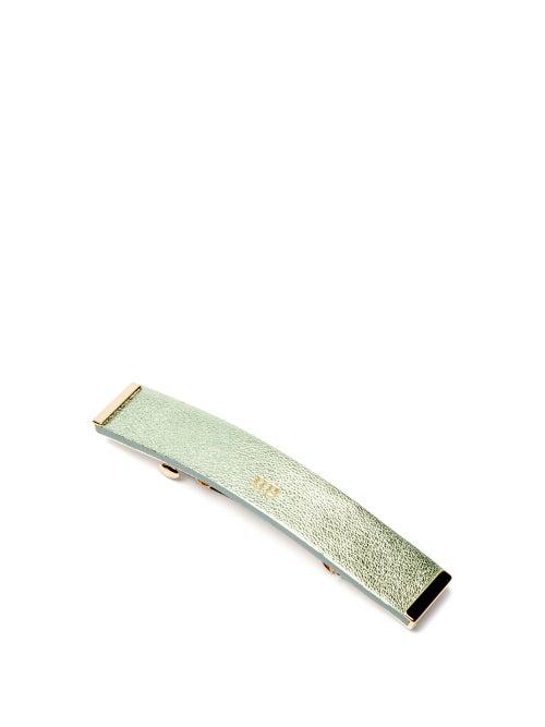 Matchesfashion.com Hillier Bartley - Metallic Leather Hair Clip - Womens - Green