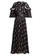 Matchesfashion.com Self-portrait - Arrow Print Pleated Crepe Midi Dress - Womens - Black Print