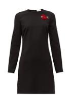 Matchesfashion.com Redvalentino - Velvet Heart Crepe Mini Dress - Womens - Black
