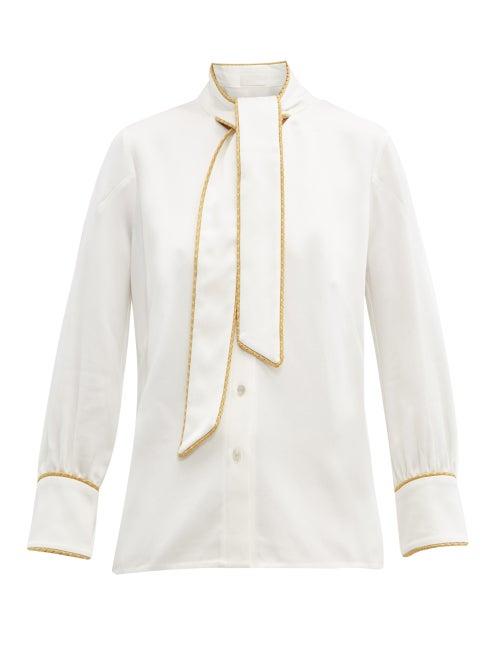 Matchesfashion.com Peter Pilotto - Tie Neck Satin Blouse - Womens - White