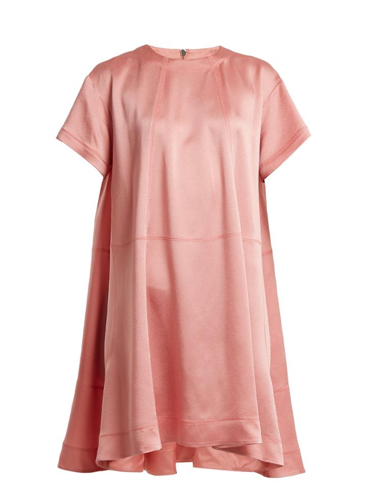 Valentino Hammered-satin Short-sleeve Dress
