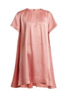 Valentino Hammered-satin Short-sleeve Dress