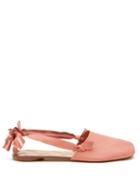 Maison Margiela - Tabi Split-toe Ribbon-tie Slingback Leather Flats - Womens - Pink