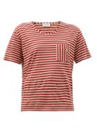 Matchesfashion.com Saint Laurent - Striped Linen T-shirt - Womens - Beige Multi