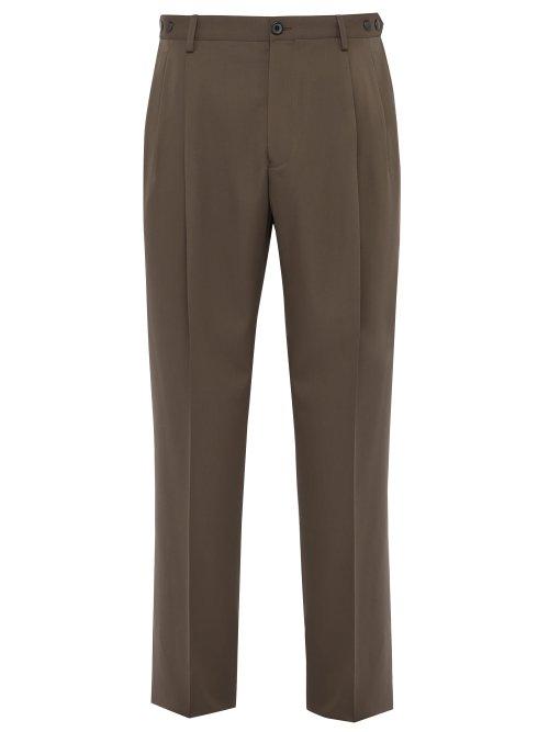 Matchesfashion.com Lanvin - Virgin Wool Twill Wide Leg Trousers - Mens - Beige