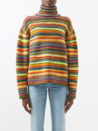 The Elder Statesman - Horizon Striped Cashmere Roll-neck Sweater - Womens - Red Multi