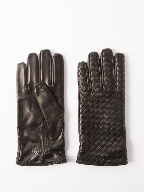 Bottega Veneta - Intrecciato-leather Gloves - Mens - Black