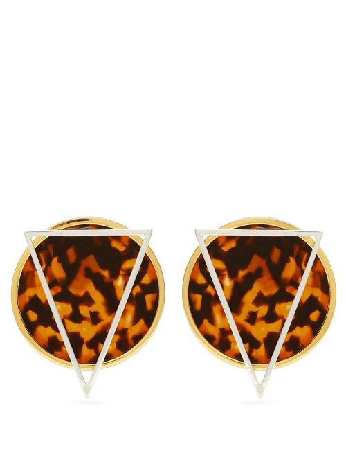 Matchesfashion.com Vanda Jacintho - Round Gold And Silver Earrings - Womens - Tortoiseshell