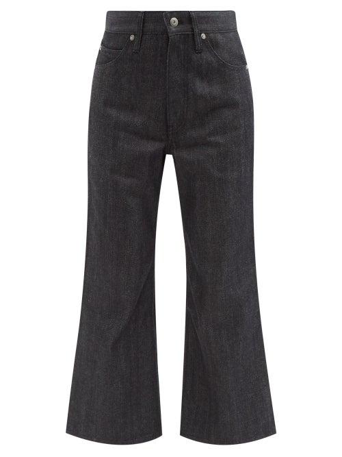 Jil Sander - High-rise Flared-leg Cropped Jeans - Womens - Dark Blue
