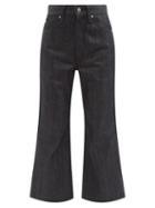 Jil Sander - High-rise Flared-leg Cropped Jeans - Womens - Dark Blue
