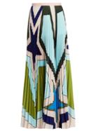 Mary Katrantzou Pelar Pleated Crepe De Chine Maxi Skirt