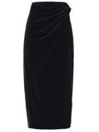 Matchesfashion.com 16arlington - Moriyo Draped-velvet Pencil Skirt - Womens - Black