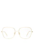 Matchesfashion.com Celine Eyewear - Squared Butterfly Frame Metal Glasses - Womens - Gold