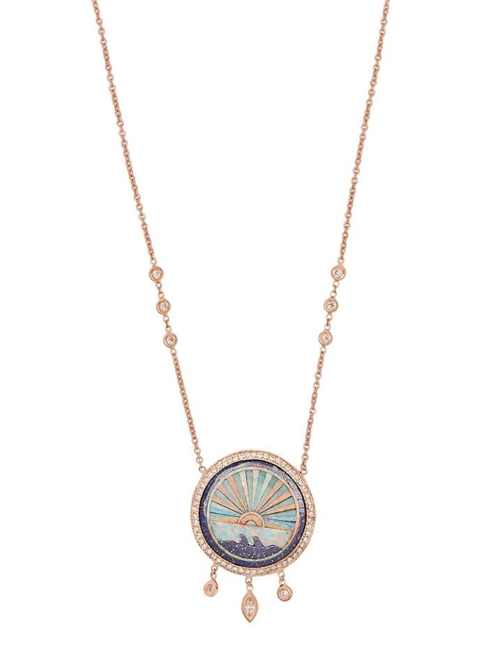 Jacquie Aiche Sunshine Opal & Diamond Rose-gold Necklace