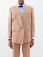 Gucci - Crystal-embellished Wool-gabardine Suit Jacket - Mens - Beige