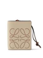 Loewe - Logo-perforated Zipped Leather Wallet - Womens - Cream