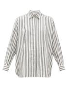 Matchesfashion.com The Row - Big Sisea Striped Silk Shirt - Womens - White Black