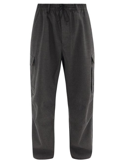Matchesfashion.com Y-3 - Logo-print Cotton-blend Trousers - Mens - Grey