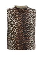 Matchesfashion.com Ganni - Leopard-print Merino Wool-blend Sleeveless Sweater - Womens - Animal