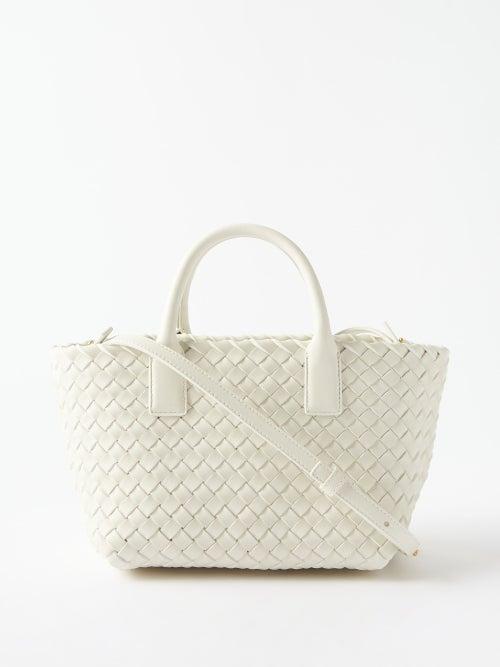 Bottega Veneta - Cabat Mini Intrecciato-leather Top-handle Bag - Womens - White