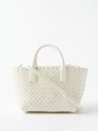Bottega Veneta - Cabat Mini Intrecciato-leather Top-handle Bag - Womens - White