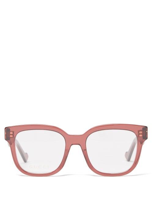 Gucci - Square Acetate Glasses - Womens - Burgundy