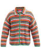 Matchesfashion.com The Elder Statesman - Zipped Striped Organic-cotton Cardigan - Mens - Multi