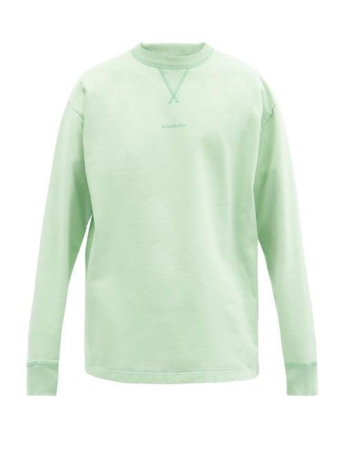 Matchesfashion.com Acne Studios - Fin Logo-print Cotton-jersey Sweatshirt - Mens - Green