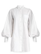 Burberry Exaggerated-sleeve Herringbone-cotton Shirtdress