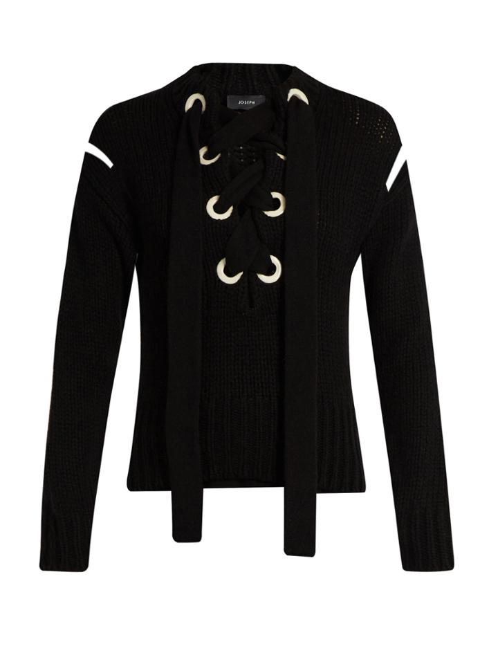 Joseph Lace-front Cashmere Sweater
