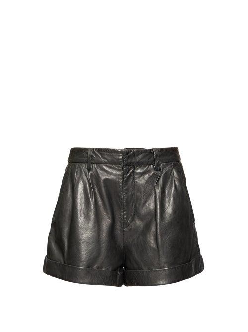 Matchesfashion.com Isabel Marant Toile - Fabot Pleated Leather Shorts - Womens - Black