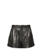 Matchesfashion.com Isabel Marant Toile - Fabot Pleated Leather Shorts - Womens - Black