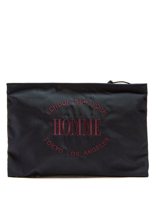 Matchesfashion.com Balenciaga - Explorer Coated Canvas Pouch - Mens - Navy
