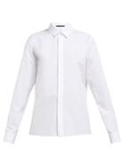 Matchesfashion.com Haider Ackermann - Satin Lined Cuff Cotton Shirt - Womens - White