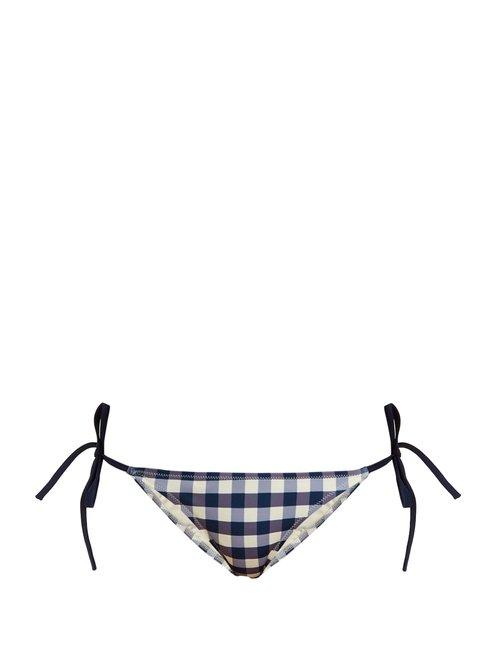 Matchesfashion.com Solid & Striped - The Charlotte Gingham Bikini Briefs - Womens - Navy