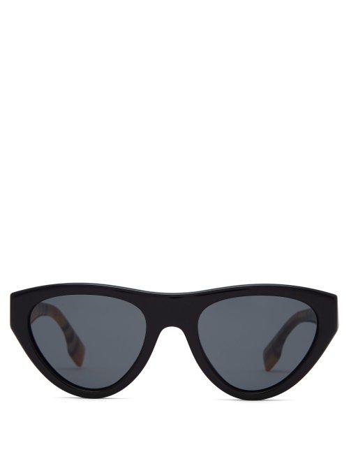 Matchesfashion.com Burberry - Vintage Check Cat Eye Sunglasses - Womens - Black