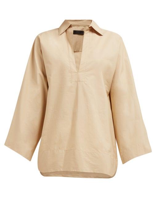 Matchesfashion.com Nili Lotan - Mae Loose Poplin Top - Womens - Beige