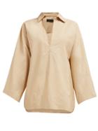 Matchesfashion.com Nili Lotan - Mae Loose Poplin Top - Womens - Beige