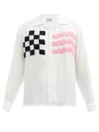 Matchesfashion.com Noma T.d. - Check-embroidered Twill Shirt - Mens - White