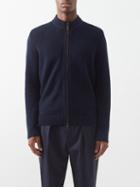 Inis Mein - Chevron-trim Zipped Merino-blend Sweater - Mens - Black