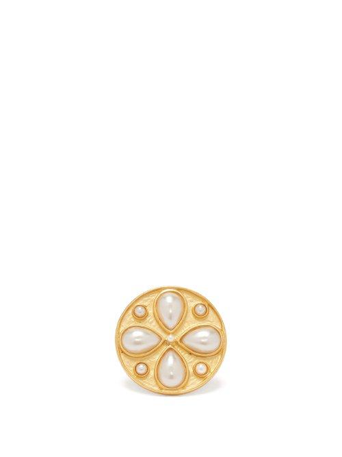 Matchesfashion.com Rebecca De Ravenel - Pamina 24kt Gold Plated Ring - Womens - White