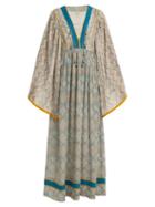 Matchesfashion.com Talitha - Maghreb Print Silk Maxi Dress - Womens - Blue Multi