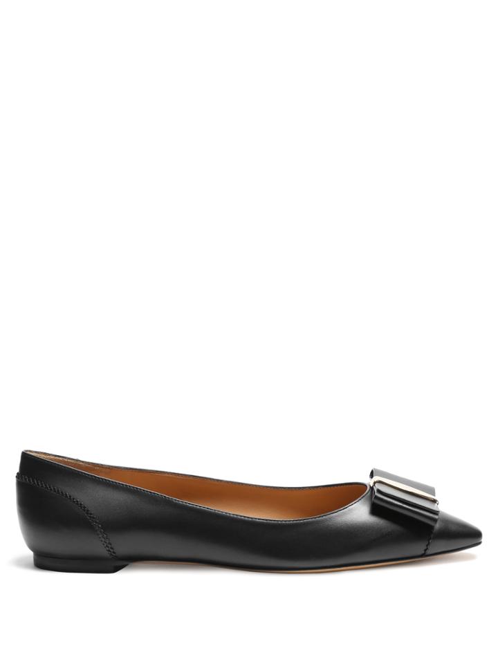 Salvatore Ferragamo Edina Point-toe Leather Flats